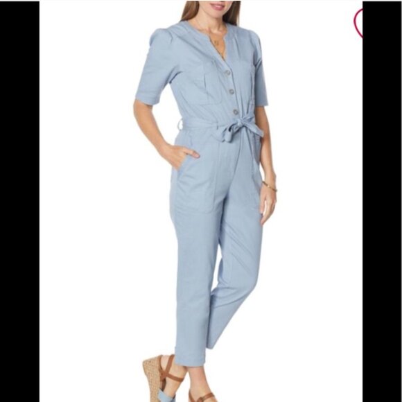 New! Democracy Stretch Twill Utility Belted Jumpsuit, Light Blue 2X NEW! - Picture 13 of 16